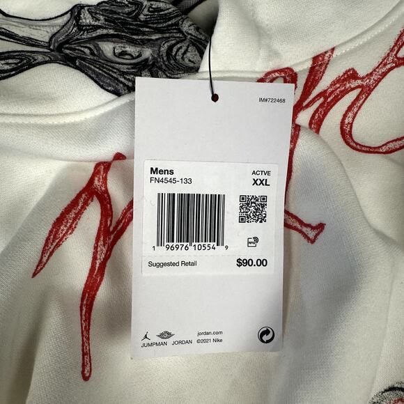 Nike Air Jordan Brooklyn Fleece Pullover Hoodie Men's Size XXL FN4545-133 - Picture 3 of 4